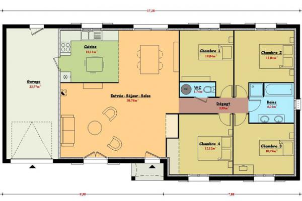 Modèle et plan de maison : Topaze - 103.00 m²