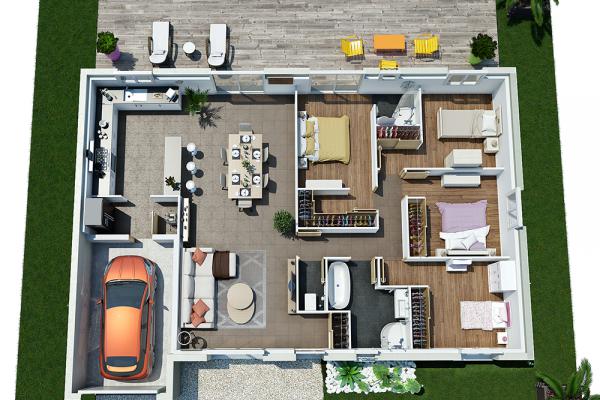 Modèle et plan de maison : Villa Galane - 90.00 m²