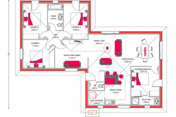 Modèle et plan de maison : Villa Hortense - 115.00 m²