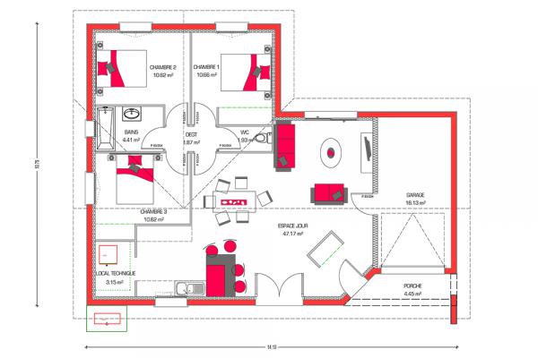 Modèle et plan de maison : Villa Mae - 90.00 m²