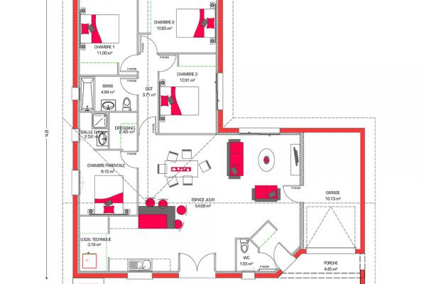 Modèle et plan de maison : Villa Mae - 115.00 m²