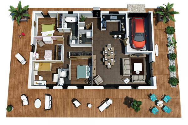 Modèle et plan de maison : Villa Rosa - 90.00 m²