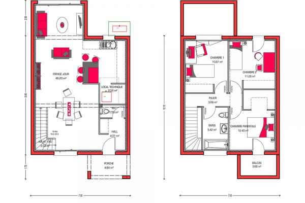 Modèle et plan de maison : Villa Sorën - 100.00 m²