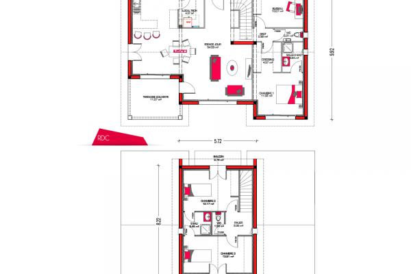 Modèle et plan de maison : Villa Zola - 127.00 m²